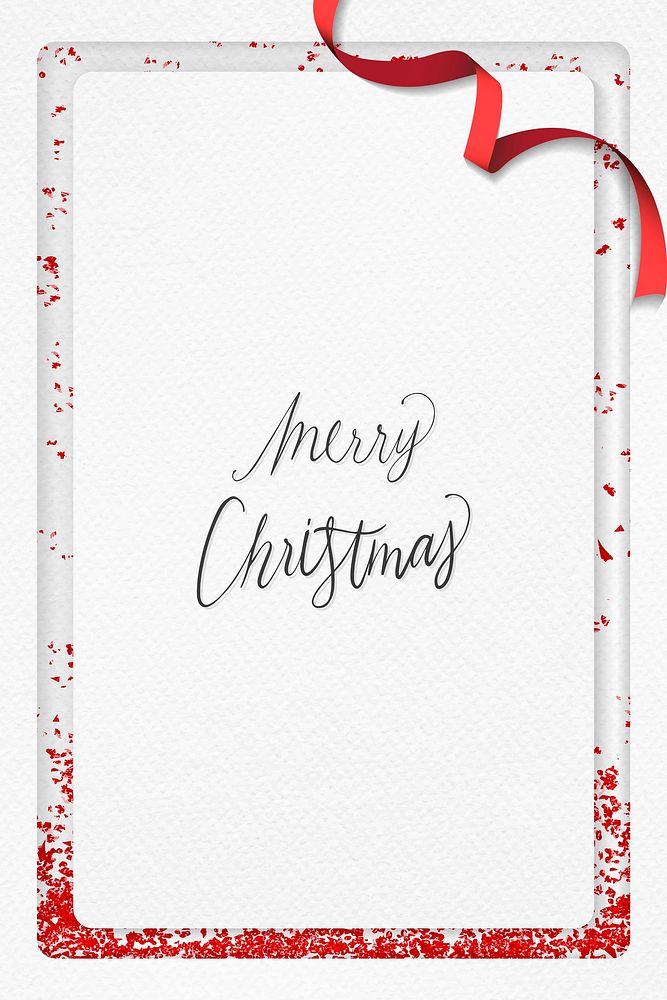Merry Christmas paper greeting card design with red glitter frame vector