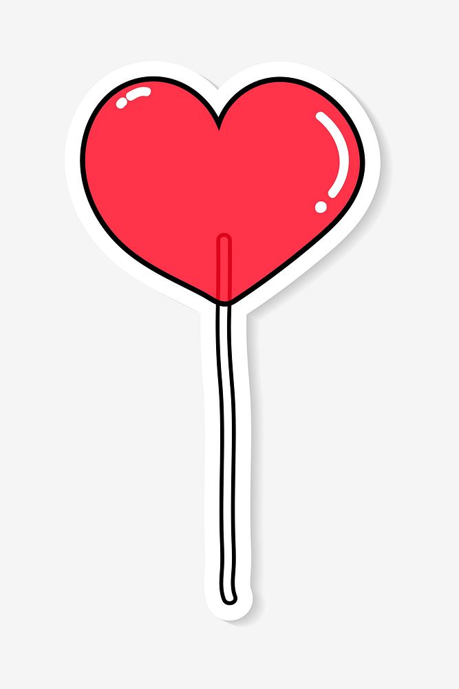 Red heart-shaped lollipop vector