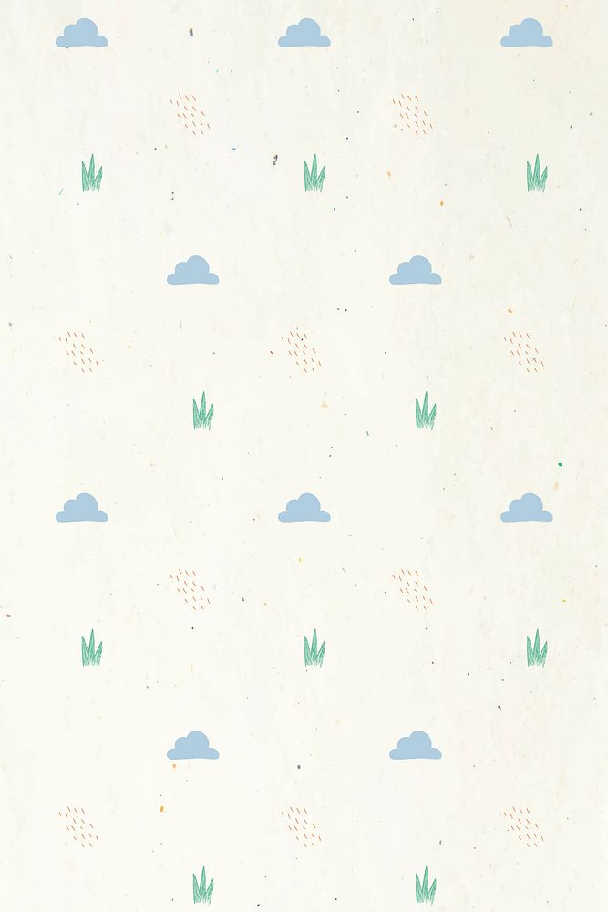 Blue cloud natural pattern on beige mobile phone wallpaper vector