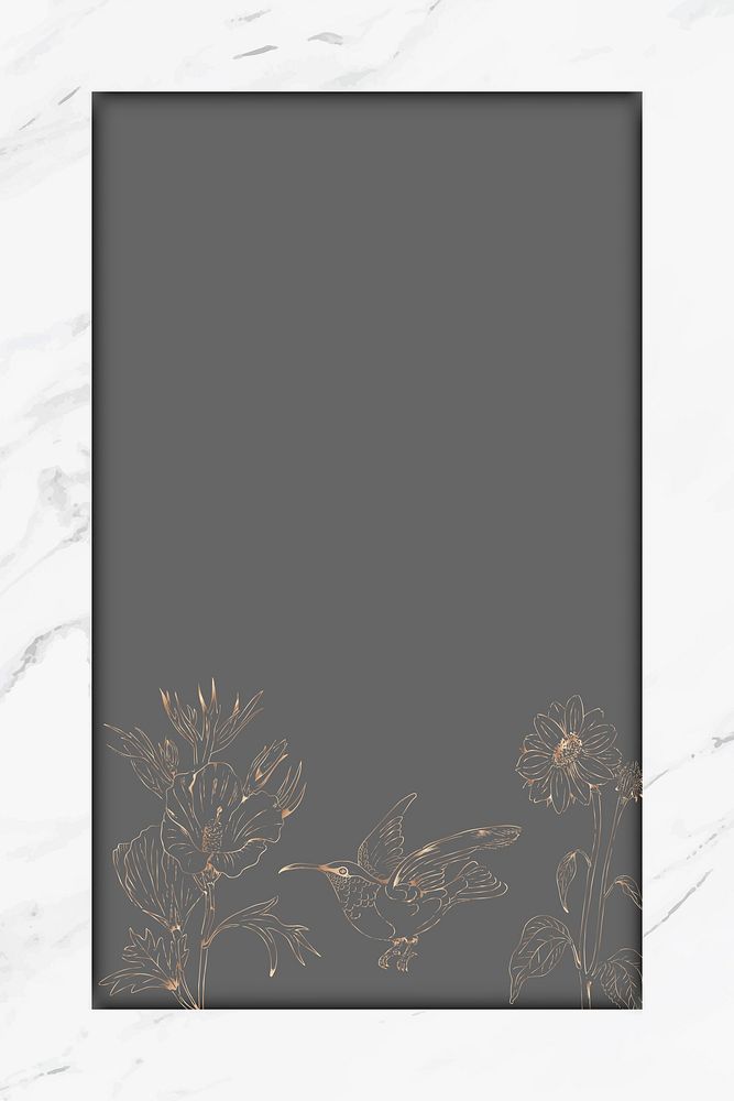 Floral frame on a gray background vector 