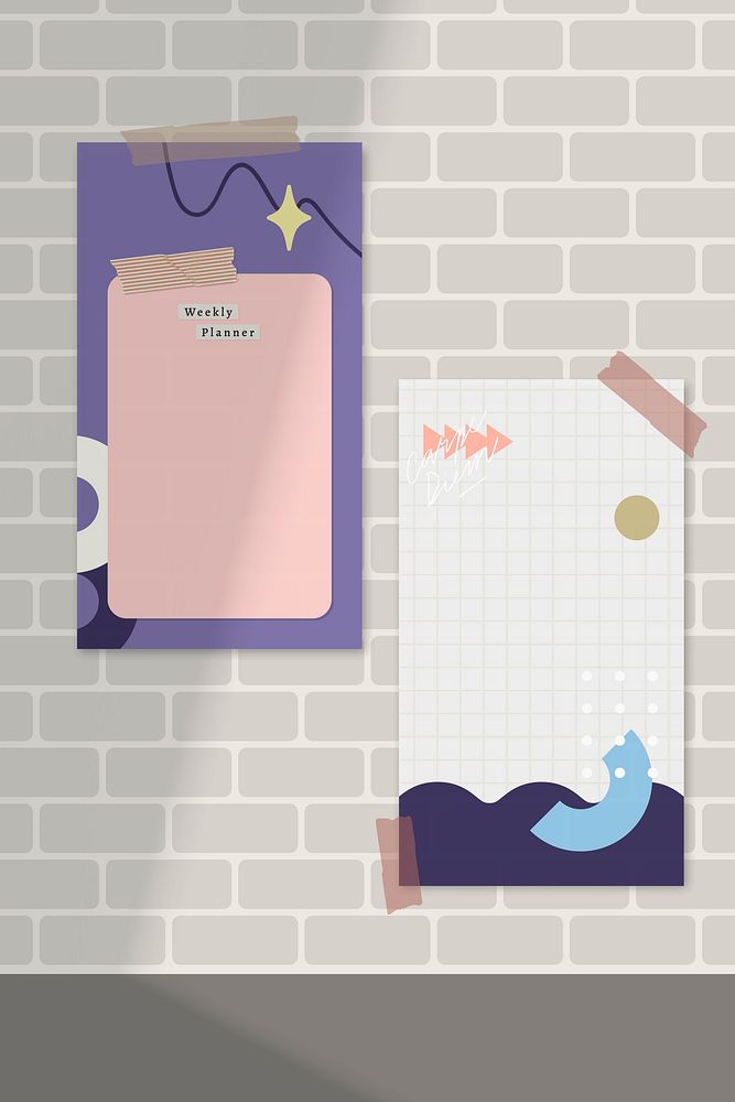 Cute paper note templates vector