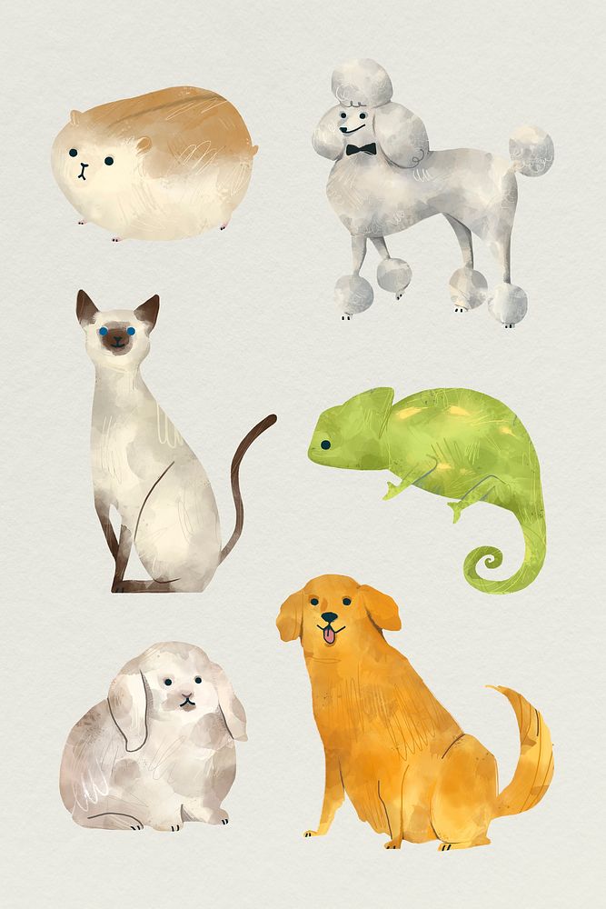 Friendly animals painting collection vector