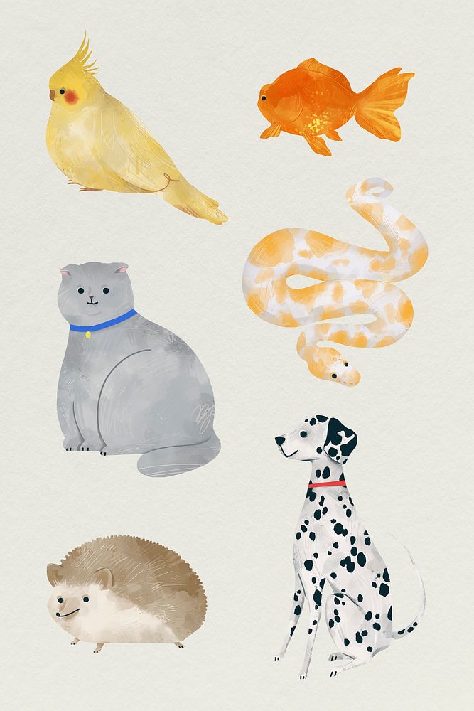 Friendly animals painting collection vector