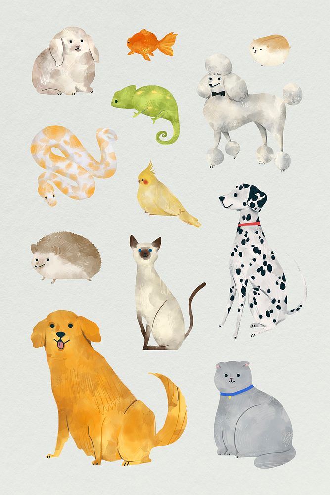 Friendly animals painting collection template