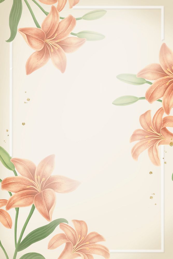 Hand drawn lily frame template illustration