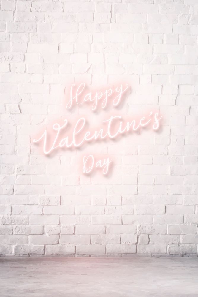 Happy Valentines Day typography style on brick wall