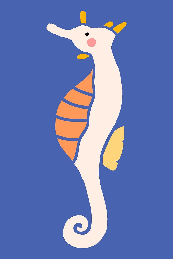 White seahorse on blue background vector