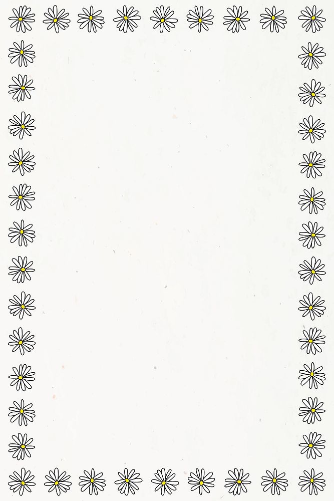 Cute white daisy patterned frame on an off white background vector