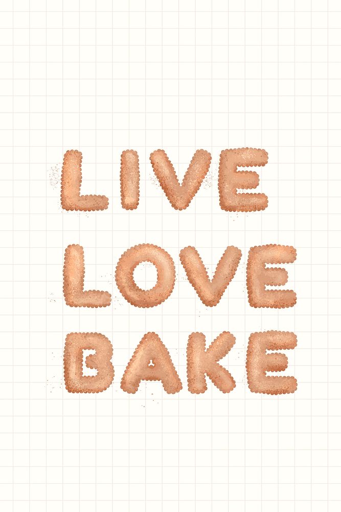 LIVE LOVE BAKE cookie vector typography