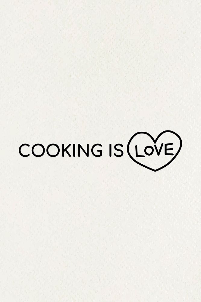 COOKING IS LOVE typography on white