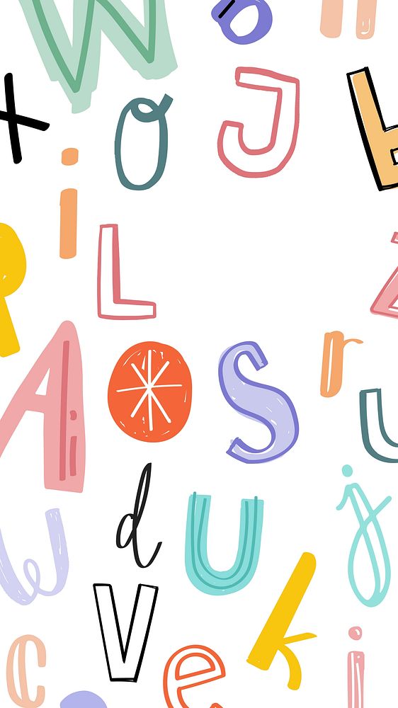 Hand drawn alphabet doodle typography font design space