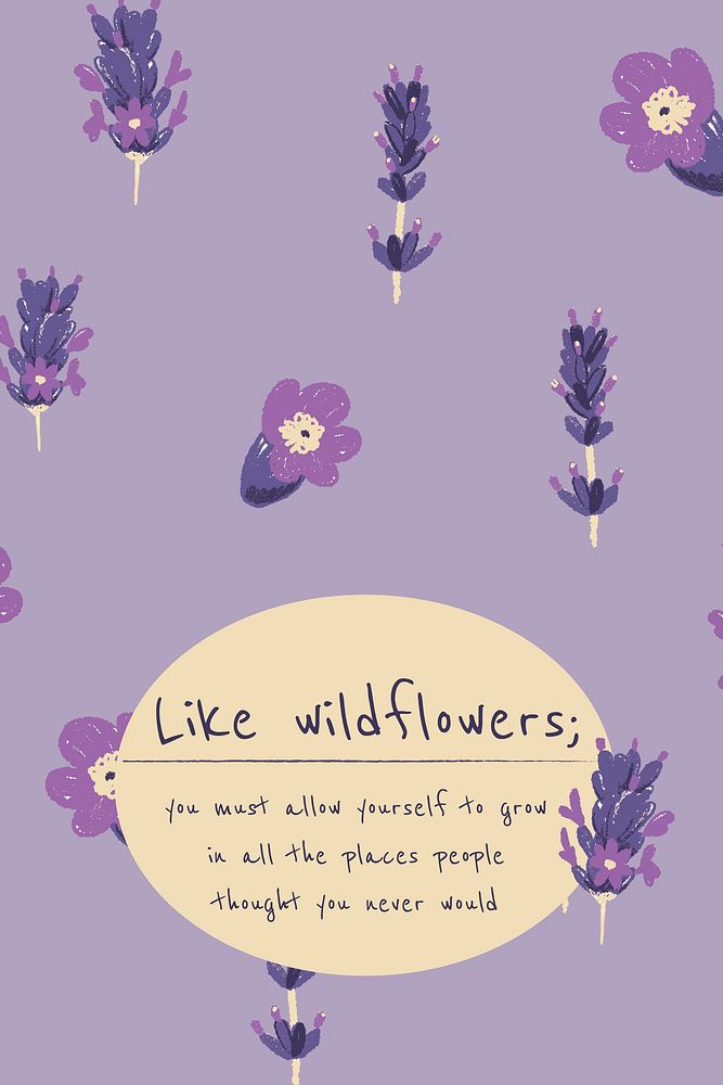 Feminine floral banner template vector lavender illustration with inspirational quote