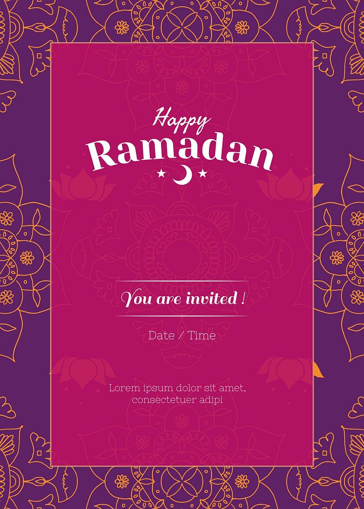 Happy Ramadan dinner invitation card template vector