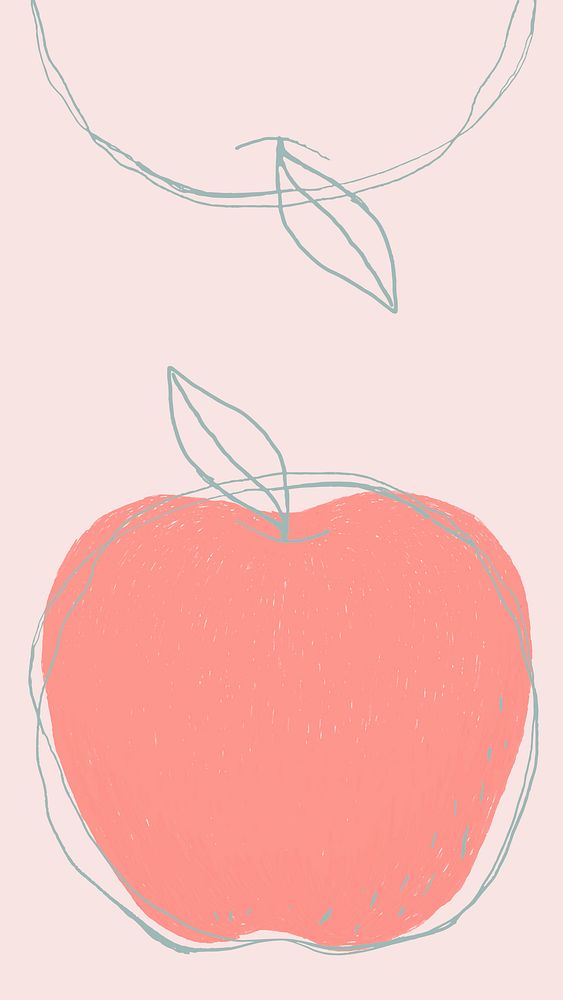 Fruit doodle pink apple vector design space