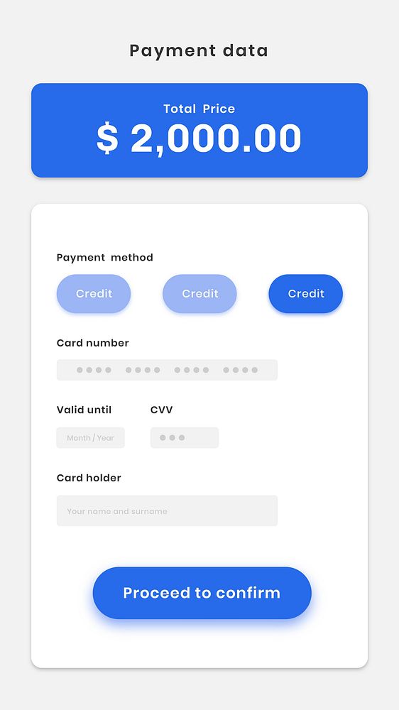 Online payment vector mobile application template