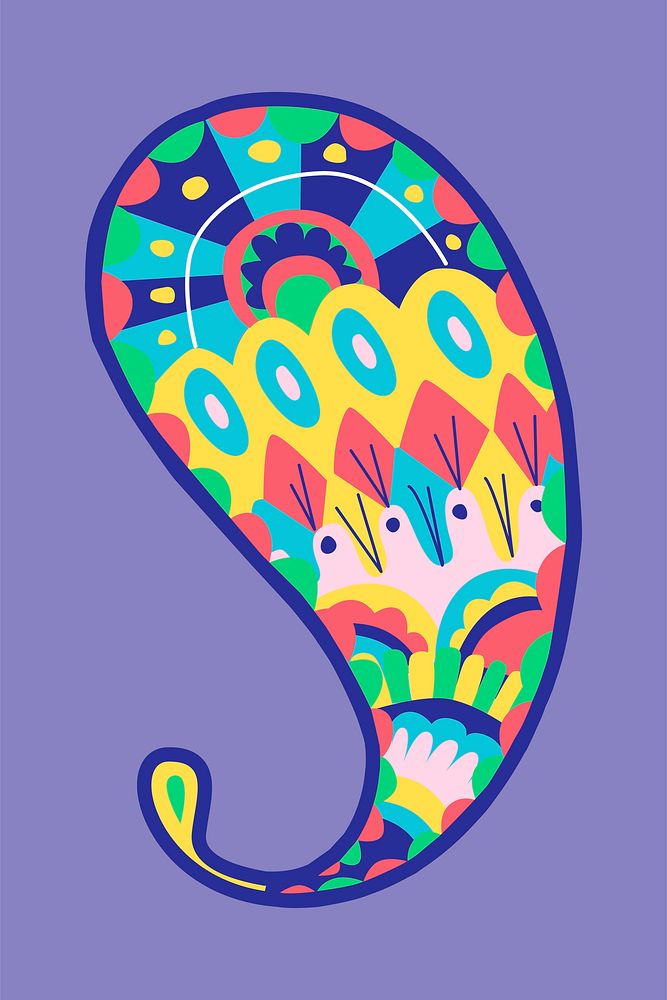 Colorful Indian paisley ornamental vector