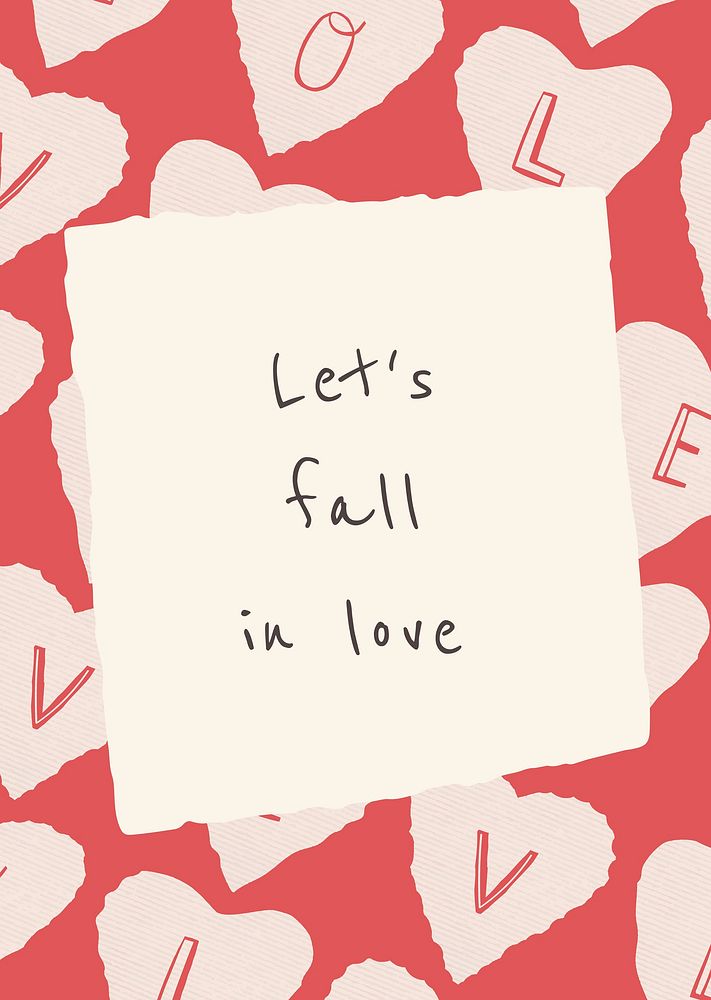 Valentine&rsquo;s day editable poster template vector let's fall in love