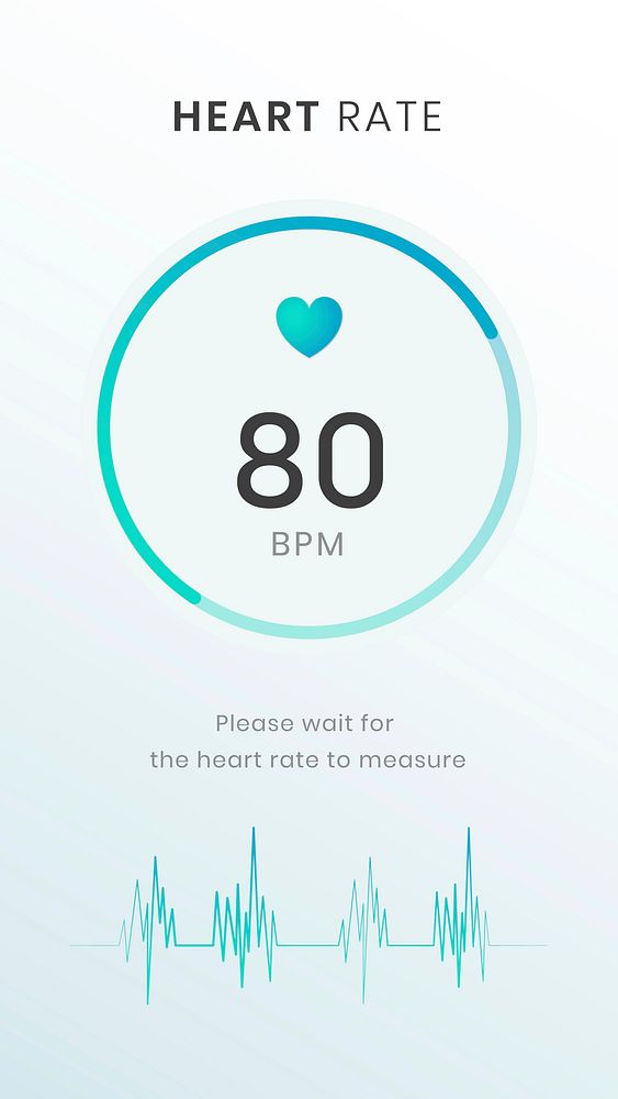 Heart rate tracker screen vector template health tracking application