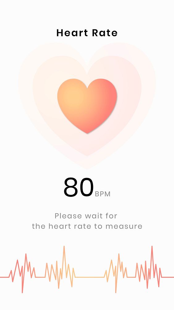 Heart rate tracker screen psd template health tracking application