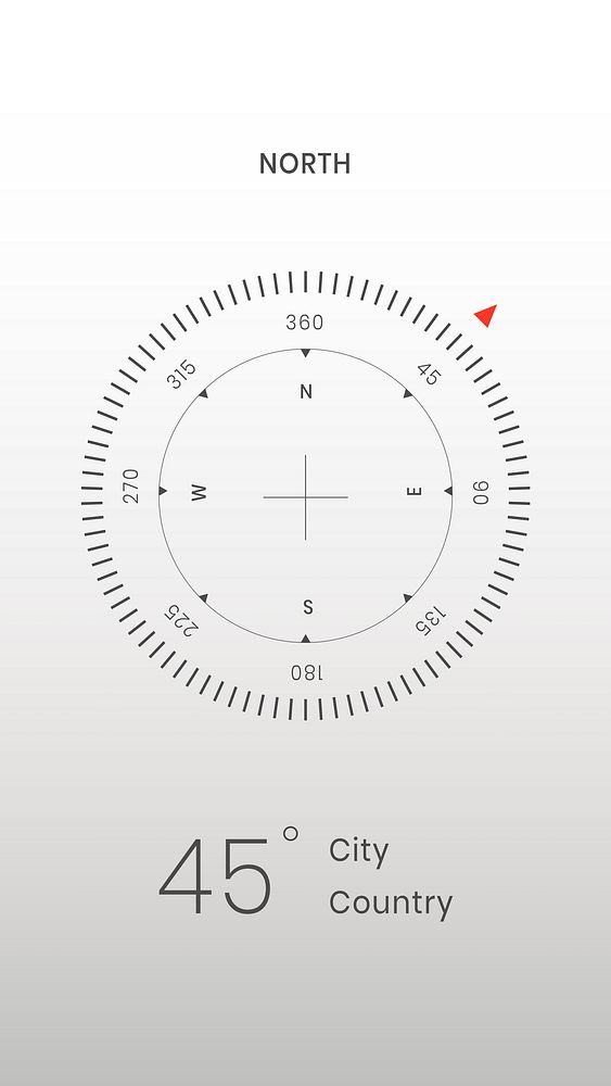 Smart compass mobile screen vector and weather forecast