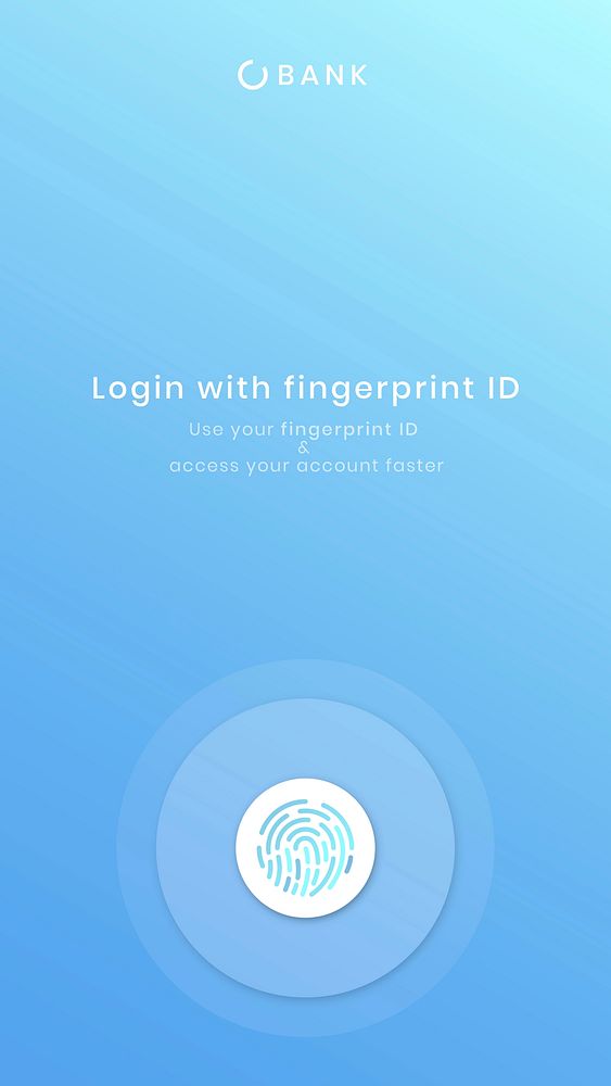 Fingerprint scan login vector smartphone screen template