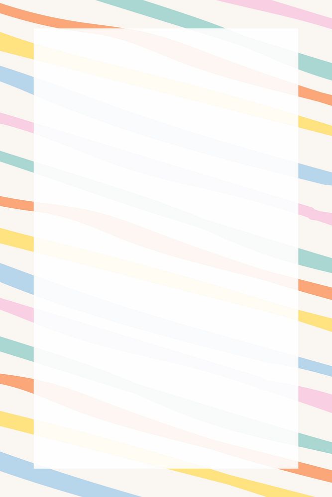 Colorful striped frame vector in cute pastel pattern
