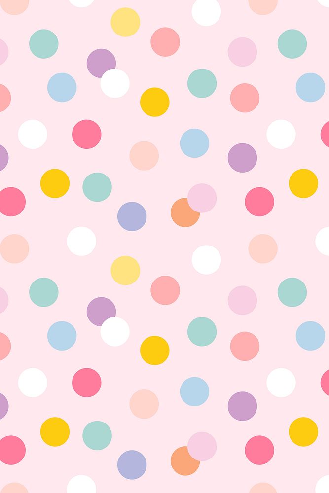 Background seamless pattern vector with cute pastel polka dots