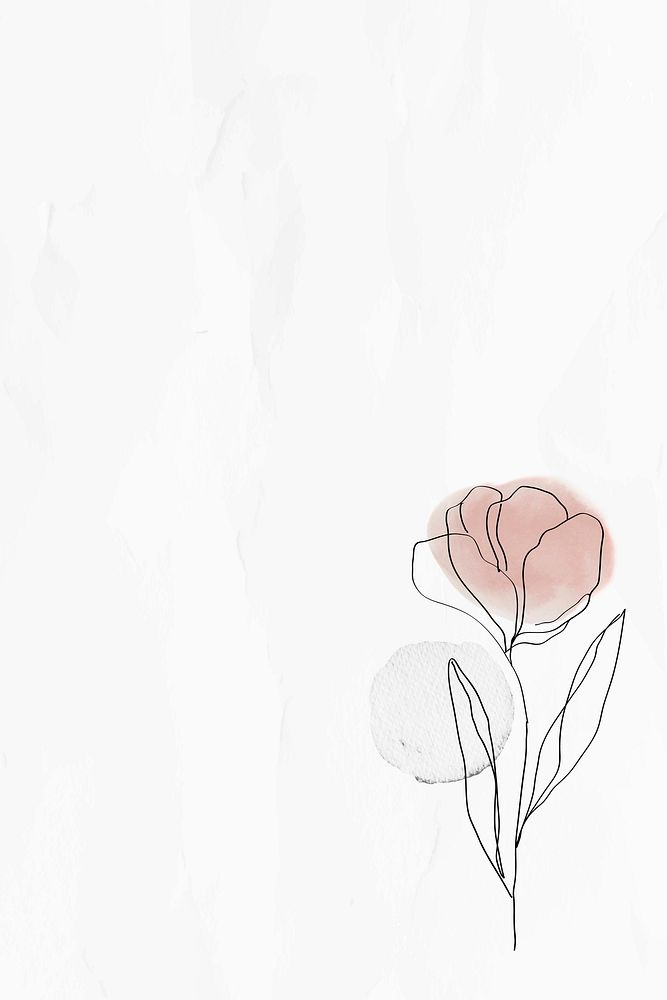 Textured background with tulip vector feminine line art illustration