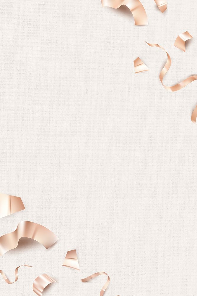 Rose gold birthday 3D ribbons psd for greeting card on beige background