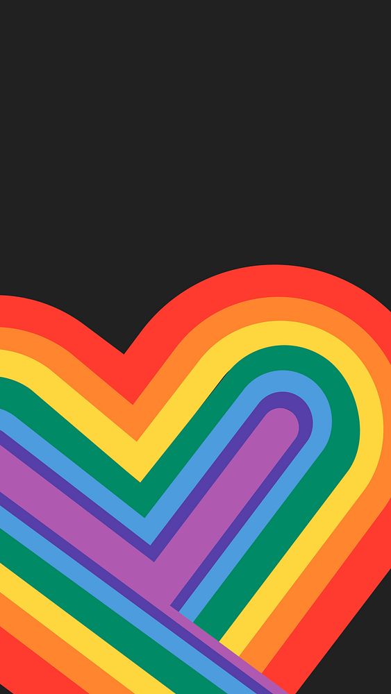 Rainbow pride heart vector mobile wallpaper