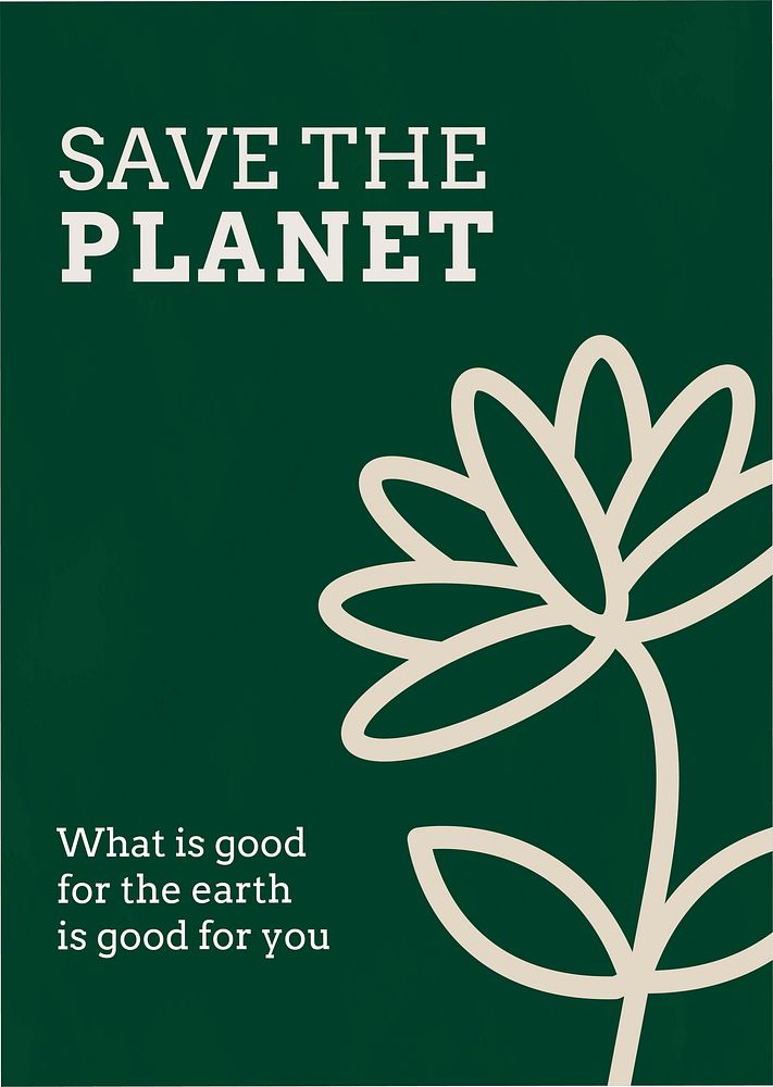 Eco poster template vector with save the planet text in earth tone