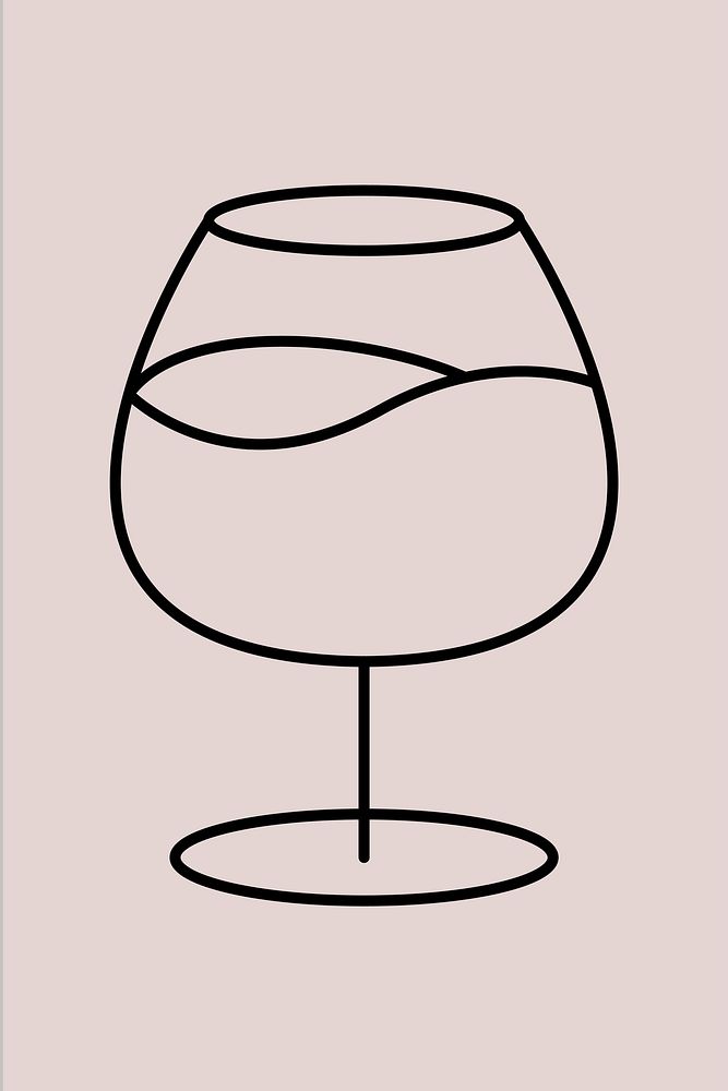 Minimal wine glass vector graphic line art style