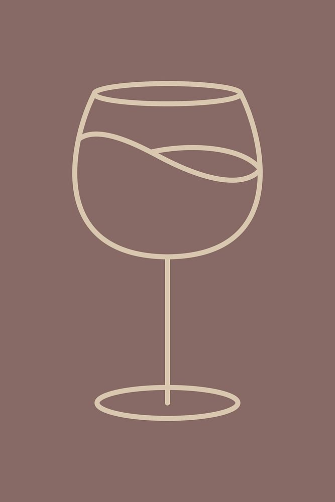 Minimal wine glass vector graphic line art style