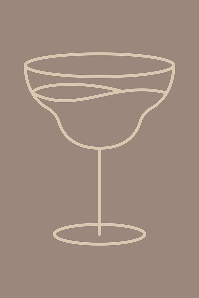 Minimal margarita glass vector graphic line art style