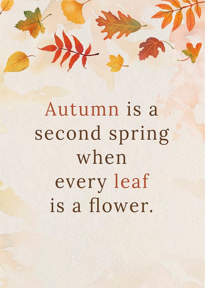 Autumn quote poster template vector with orange leaves