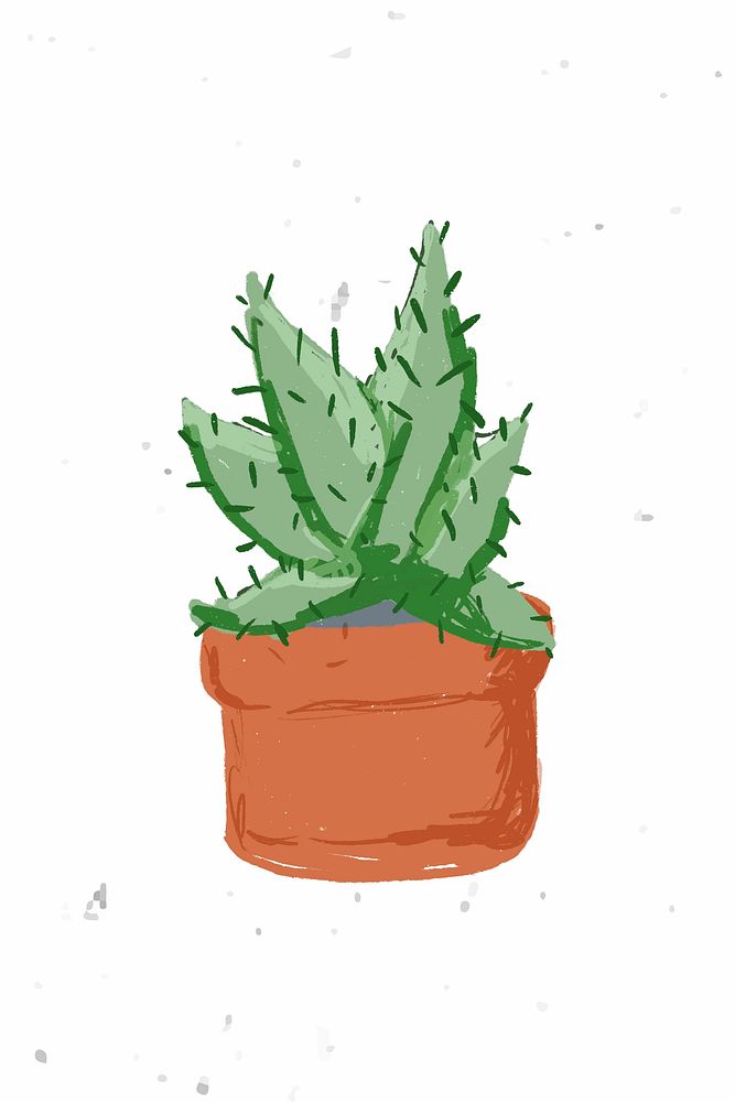 Cute potted plant element vector Aloe mitriformis in hand drawn style