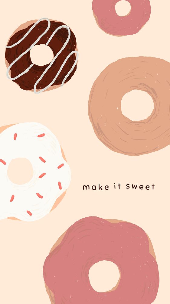 Cute donut template vector for social media story make it sweet