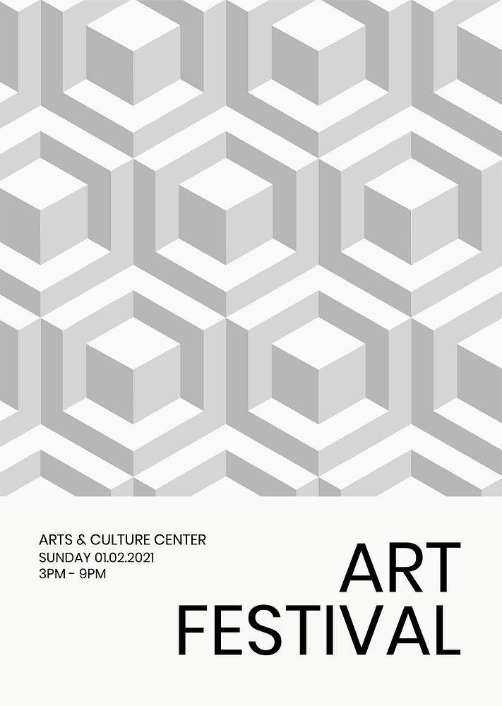 Art festival geometric template vector ad poster geometric modern style 