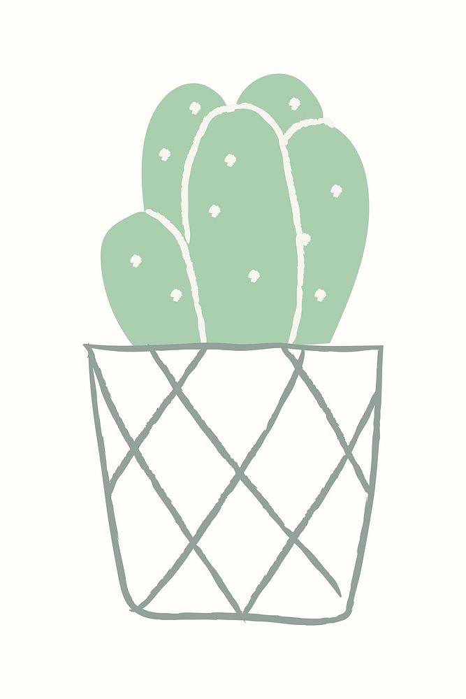 Potted cactus vector houseplant doodle 