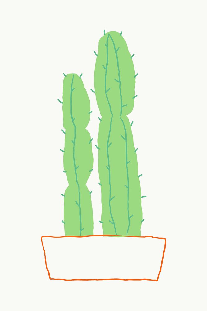 Colorful houseplant vector cactus doodle