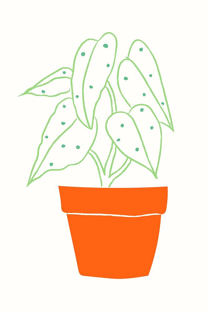 Colorful houseplant potted plant doodle