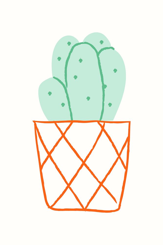 Potted cactus simple houseplant doodle 