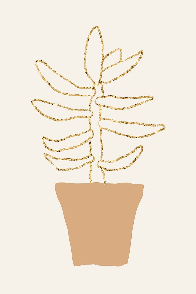 Houseplant succulent vector in glittery gold