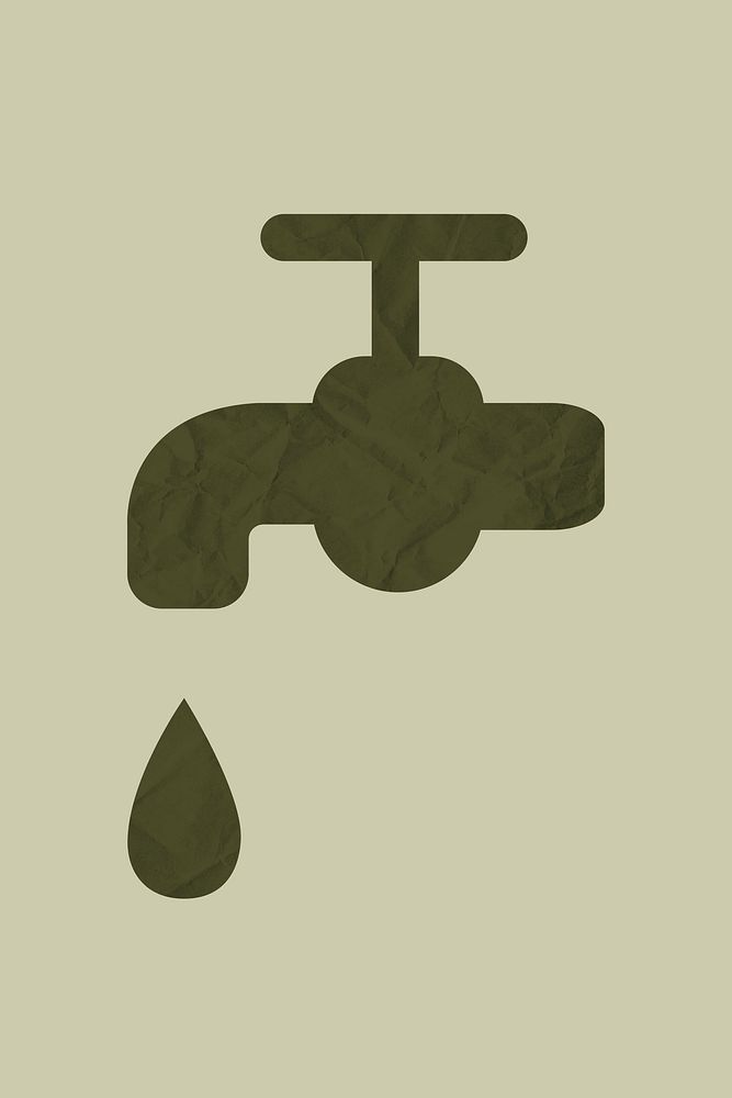 Save water sticker vector illustration in wrinkled paper texture