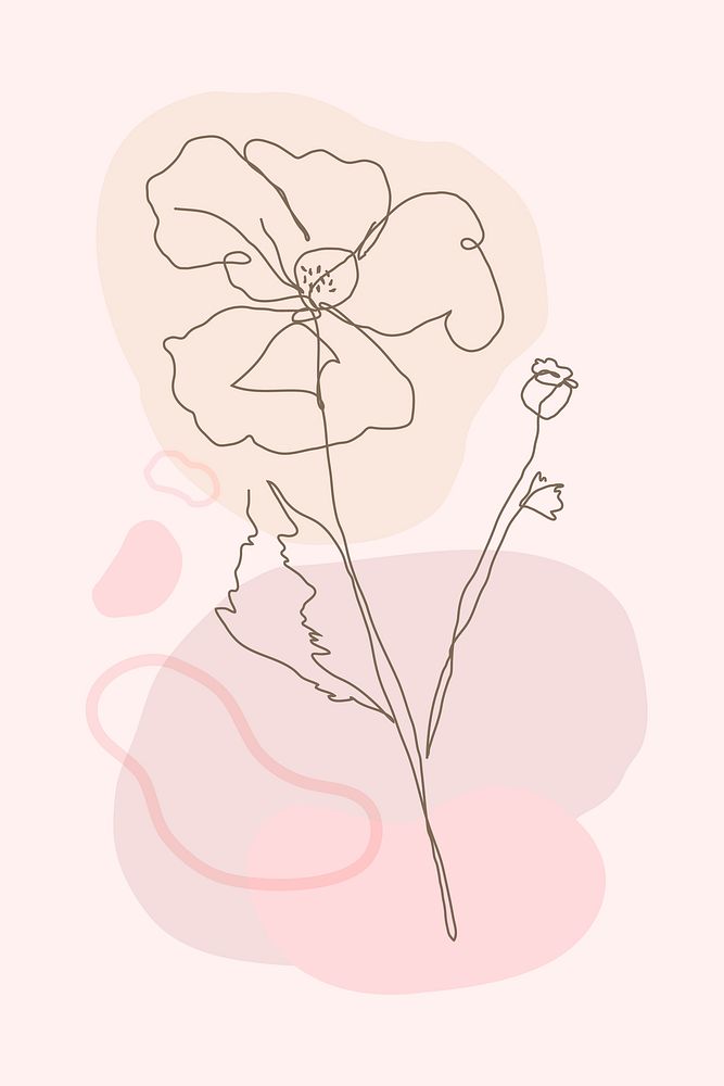 Flower monoline art vector in pink