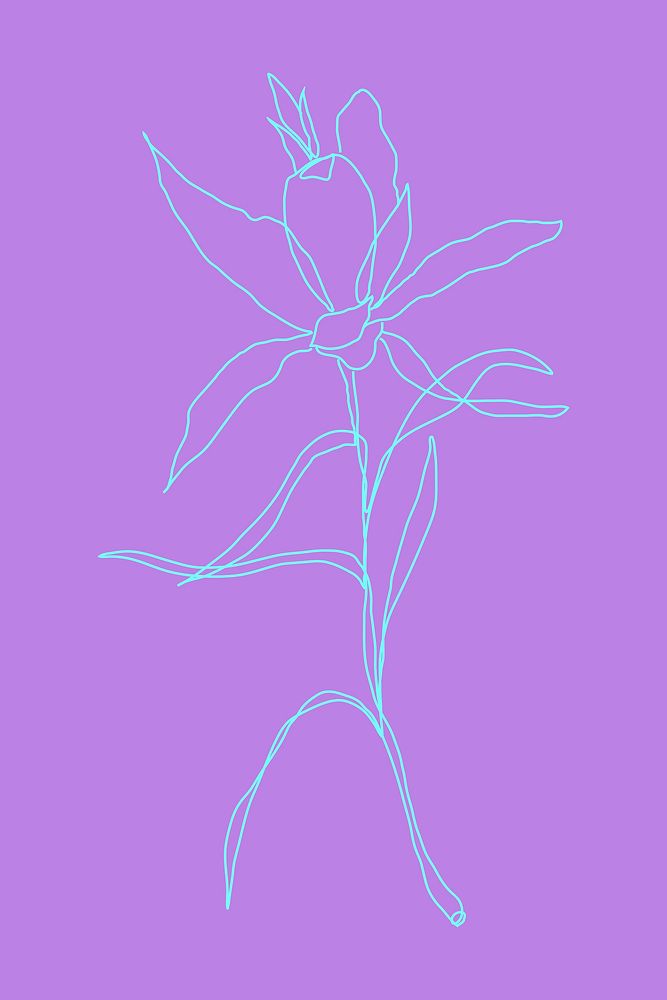 Flower monoline art vector on purple background