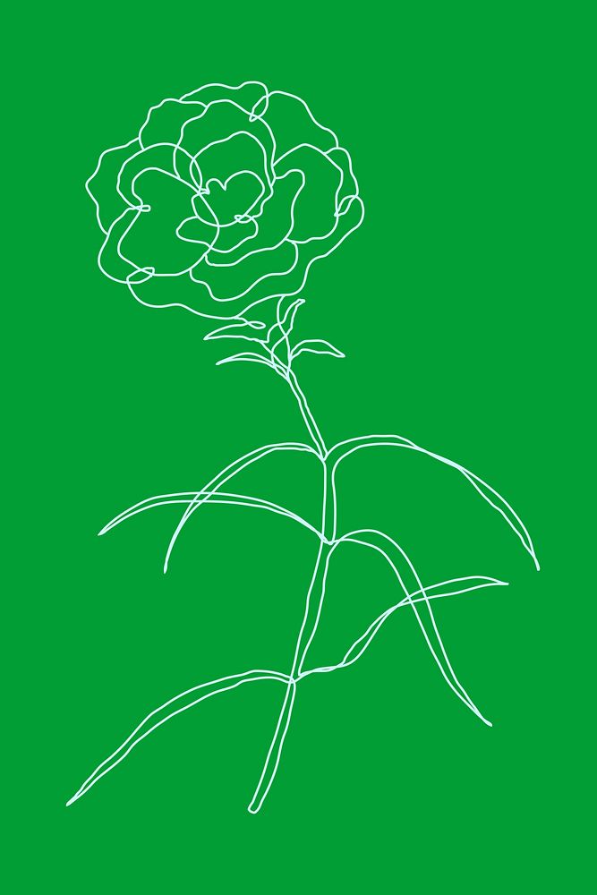 Flower monoline art vector on green background