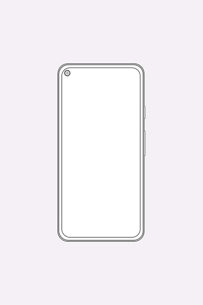 White mobile phone outline, digital device vector illustration