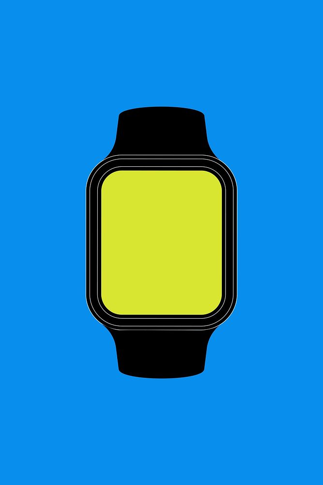 Black smartwatch, blank rectangle green screen, health tracker device vector illustration