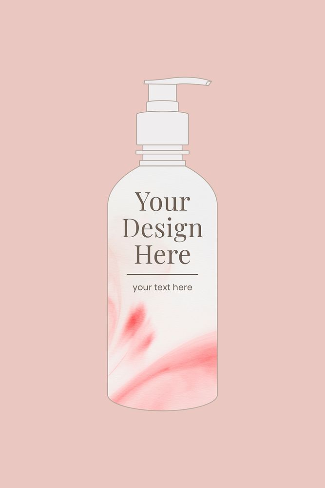 Skincare pump bottle mockup vector, beauty product packaging illustration